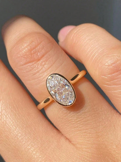 925 Sterling Silver Zircon Fashionable Delicate Simple Oval Ring For Women Engagement Wedding Luxury High Quality Fine Jewelry