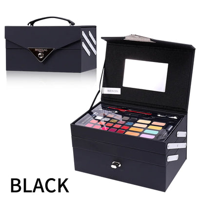 Portable Makeup Case Set Eyeshadow Lipstick Eyeliner Lip Liner Blush Complete Facial Cosmetic Kit, Ideal Holiday Gift Makeup Set