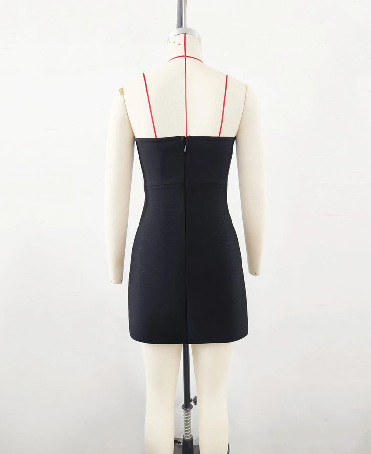 2025 New Spring Black Color Women Sexy Strapless Colorful Crystal Bodycon Mini Bandage Dress Nightclub Party Celebrate Outfit