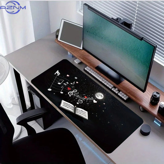 One Cosmic Music Tune Mouse Pad -  cm, a Stylish XXL Extended Desk Mat Featuring a Non-Slip Base, Expertly Sewn Edges, Ideal for