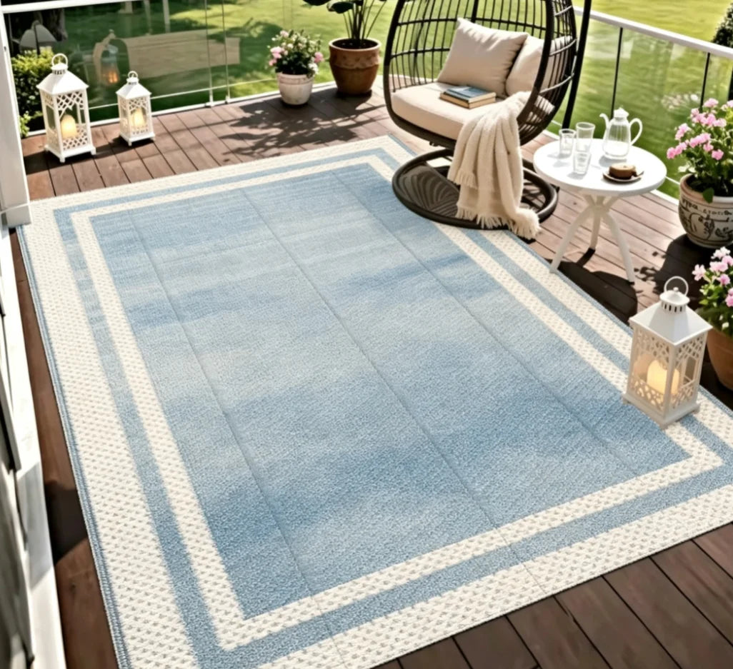 Outdoor Carpets Reversible Plastic Straw Patio Rugs Woven Carpets Family Picnic Mats Home Decoration