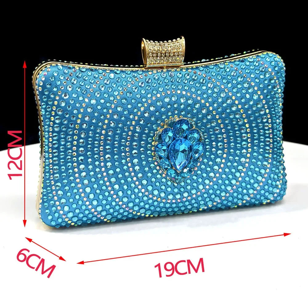Elegant Women's Green Crystal Rhinestone Party Wedding Shoes & Evening Clutch Bag Set Pointed Toe Slingback Heels Sparkly Purse