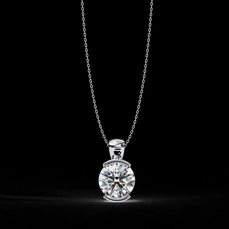 Lnkry Half Bezel 2.0CT Moissanite Necklace For Women Brilliant Lab Created Diamond Pendant Necklaces 2026 Trend Jewelry