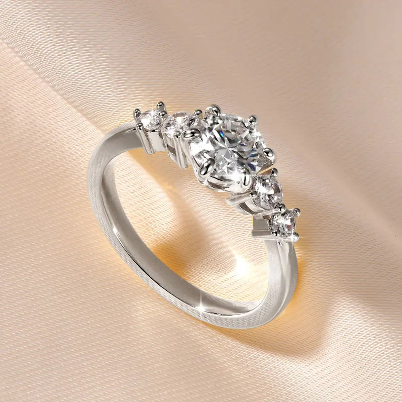 IOGOU 14K Gold Filled 1.0CT 6.5MM D Moissanite Diamond Rings Wedding Engagement Finger Band for Women Exquisite Promise Jewelry