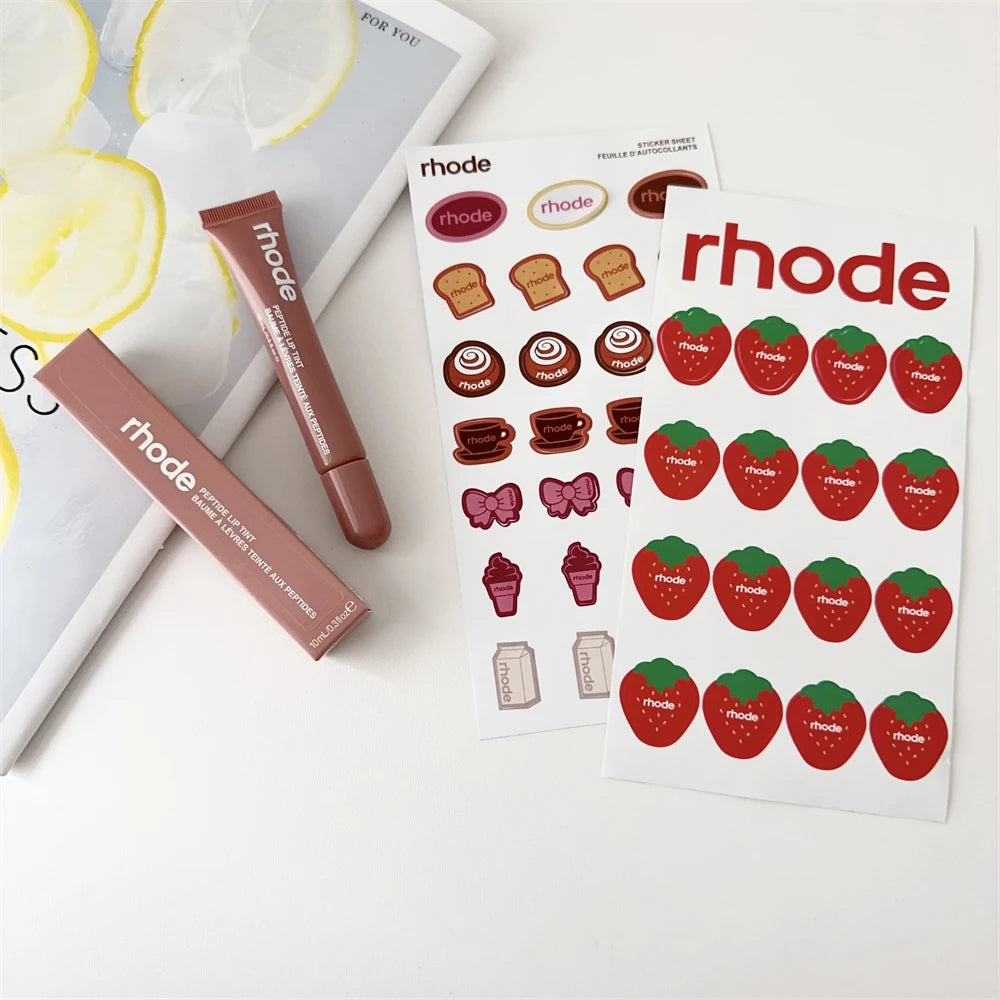 Rhode Summer Lip Moisturizer Lip Balm Smoothing Lipstick Lines Lasting Nourishing Women Makeup Daily Gloss Care with Stickers