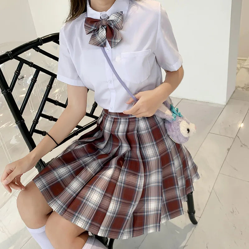Japanese Bow Tie Skirt Set Student Pleated Skirt Jk Uniform Korean School Sexy Girl Preppy Style Seifuku Japanese School Uniform