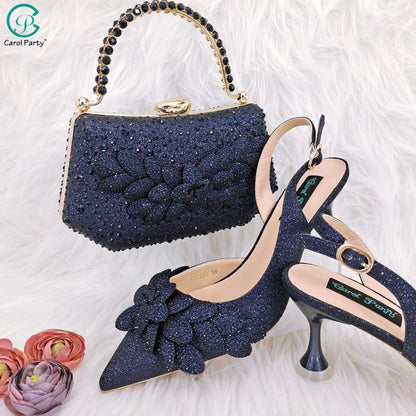 Nigerian Banquet Shoes and Bags African Fashion Peach Ladies Matching Shoes and Bags Pointed Toe High Heels Wedding Party