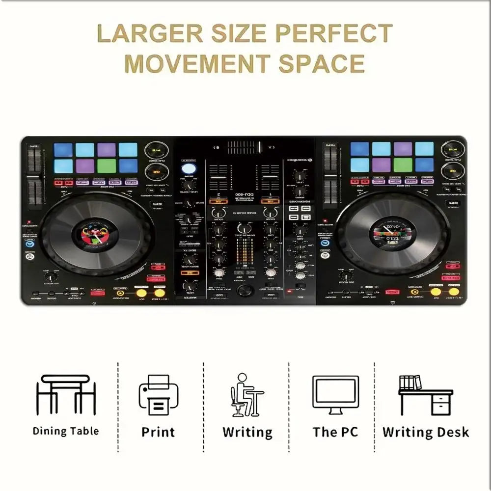 DJ Turntable Mixer Controller Music Pattern Print MousePad Large Gaming Mousepads Non-slip Laptop Tablet Mat PC Soft Pad Playmat