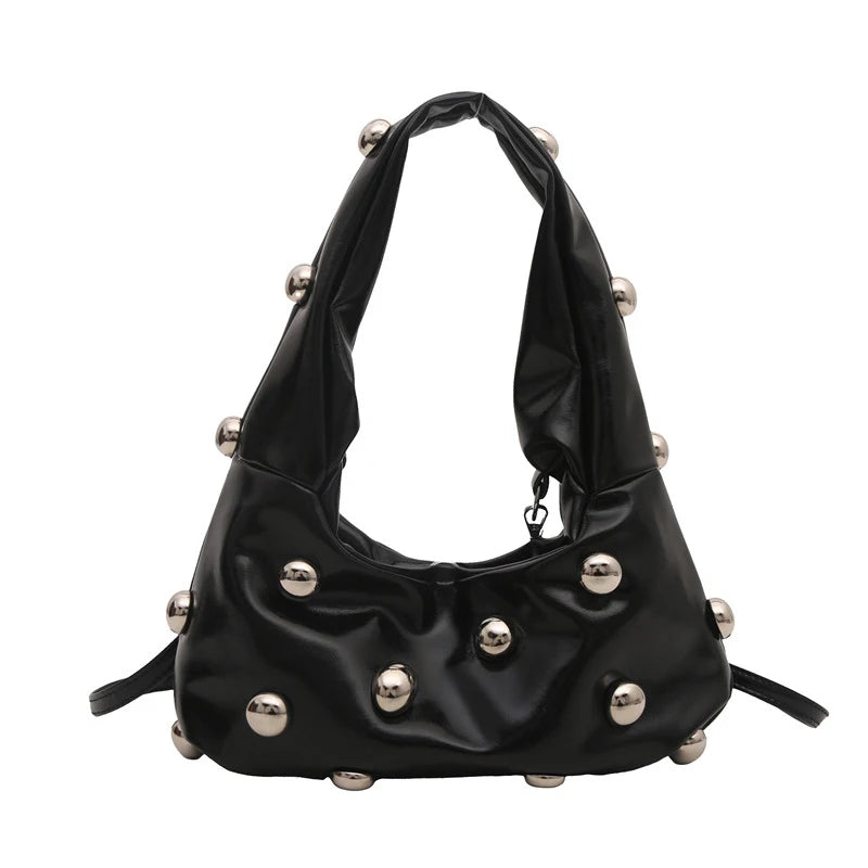 Personalized PU Rivet Fashion Shoulder Bags Solid Color Crossbody Bag High-end Women Handbag Luxury Brand Satchel Small Tote Bag
