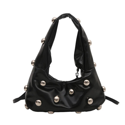 Personalized PU Rivet Fashion Shoulder Bags Solid Color Crossbody Bag High-end Women Handbag Luxury Brand Satchel Small Tote Bag
