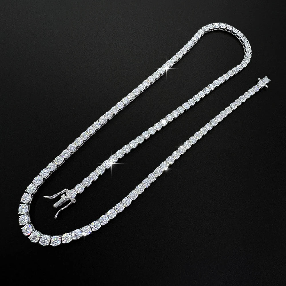 Moissanite Tennis Necklace Women Luxury Anniversary Wedding Bridal Gift for Wife 3/4/5MM D VVS1 S925 Sterling Silver