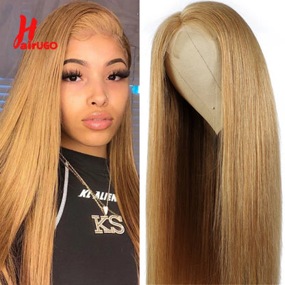 #27 Honey Blonde 13x4 Lace Front Wigs Human Hair Straight 4x4 Lace Closure Wigs Remy Straight Human Hair Wigs For Women HairUGo