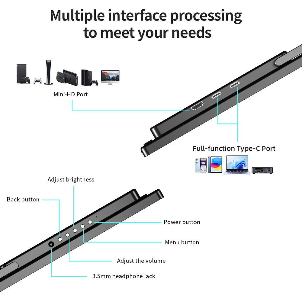 Sibolan 24.5" 2.5K Touchscreen Portable Monitor 165Hz 100% sRGB 400nit Metal Body Gaming Laptop Display Extender For Win & Mac