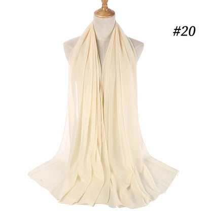 Muslim Chiffon Hijab Women Bubble Chiffon Scarf For Women Ladies Veil Muslim Islam Solid Color Malaysia Musulman Wrap Scarves
