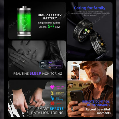 2026 Smart Ring Heart Rate Blood Pressure Blood Oxygen Sleep Monitoring Step Counting Activity Tracking Shared Waterproof Ring