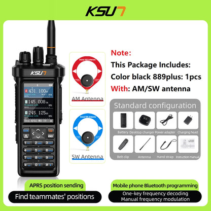 Professional Long Range Walkie Talkie GPS APRS Radio Shortwave Portable VHF UHF Communicate Transceiver Wireless Device 889plus