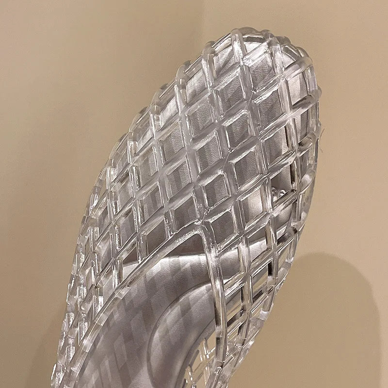 New V-mouth Crystal Jelly Shoes Fashionable, Versatile, Comfortable, Flat Bottom Single Shoes, Casual Sandals for Women