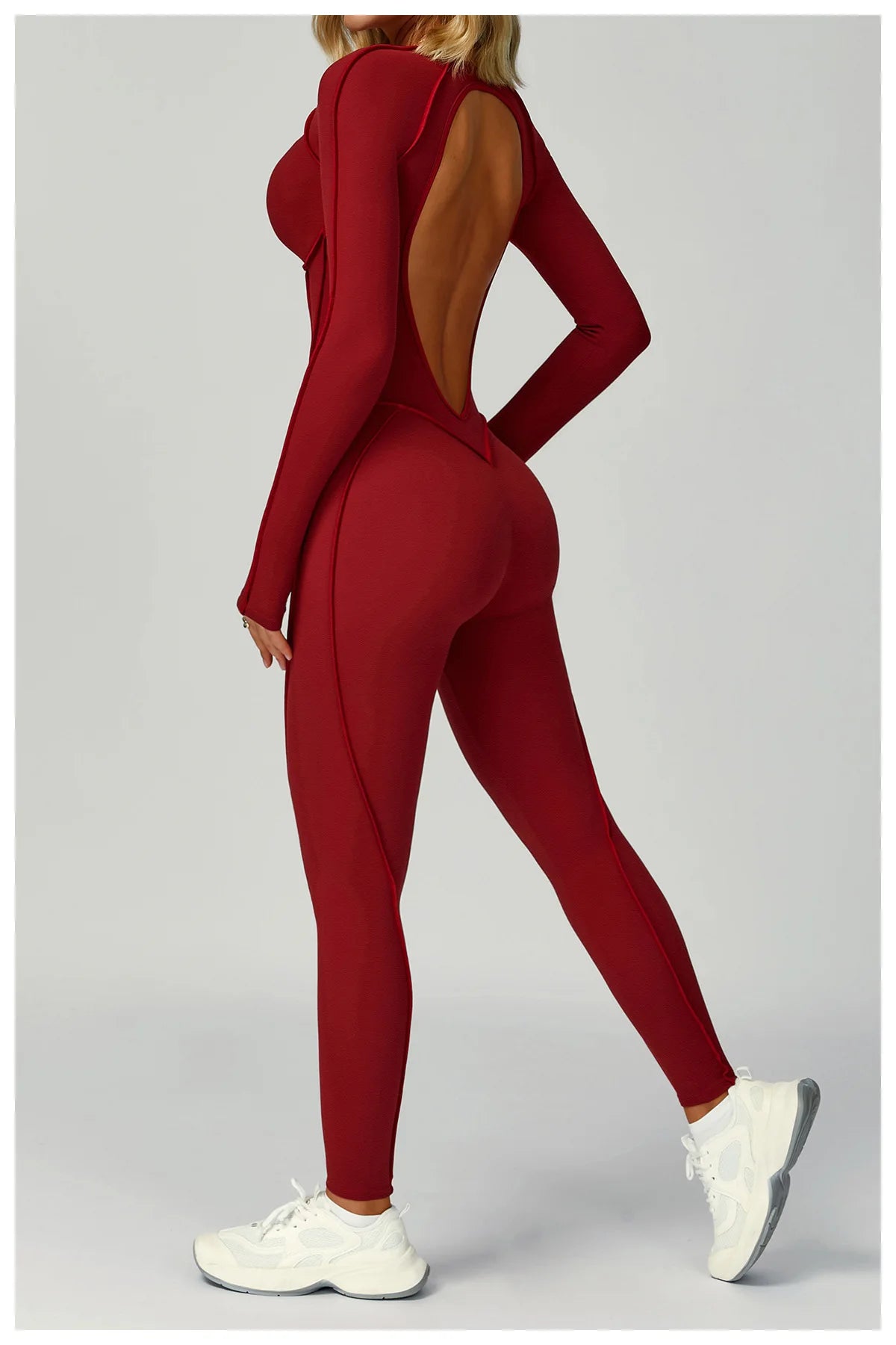 Sexy Hollow Back Long Sleeve Yoga Jumpsuit Women Quick Dry One-piece Yoga Suit Gym Training Leggings Playsuit Slim Fit Bodysuits