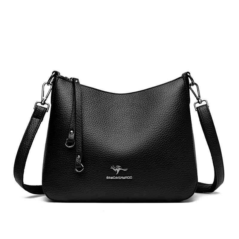 Women's Luxury Designer Top-Handle Bags Soft Leather Handbag Ladies Solid Color Shoulder Crossbody Bag Messenger Commuting Sac
