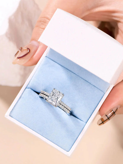 Newshe Moissanite Bridal Rings Set for Women D Color VVS1 Radian Oval Cut Engagement Ring 925 Sterling Silver Luxury Jewelry