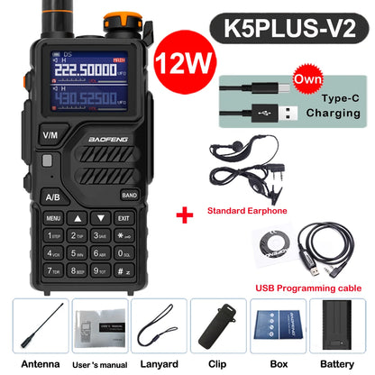 2026 Baofeng UV-K5 Plus Walkie Talkie 12W High Capacity AM FM Two Way Radio Full Band LCD 999CH Frequency Copy NOAA Noise Reduce