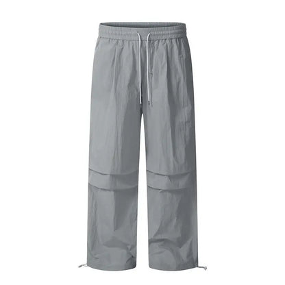 Women's Brown Parachute Pants 2026 Summer New Loose Straight Wide Leg Trousers Casual Quick Dry Cargo Pants Streetwear