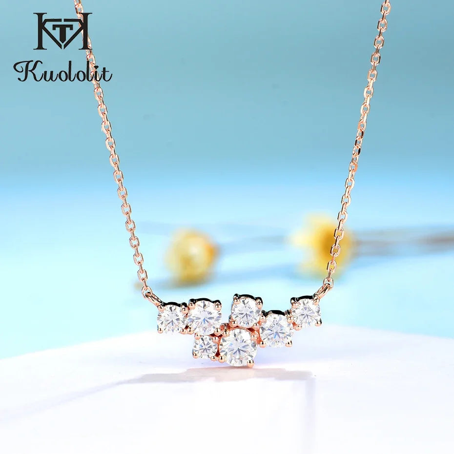 Kuololit 58514K 10K 9K Moissanite Necklace for Women Solid Rose gold Luxury Pendant For Engagement Party Anniversary With Chain