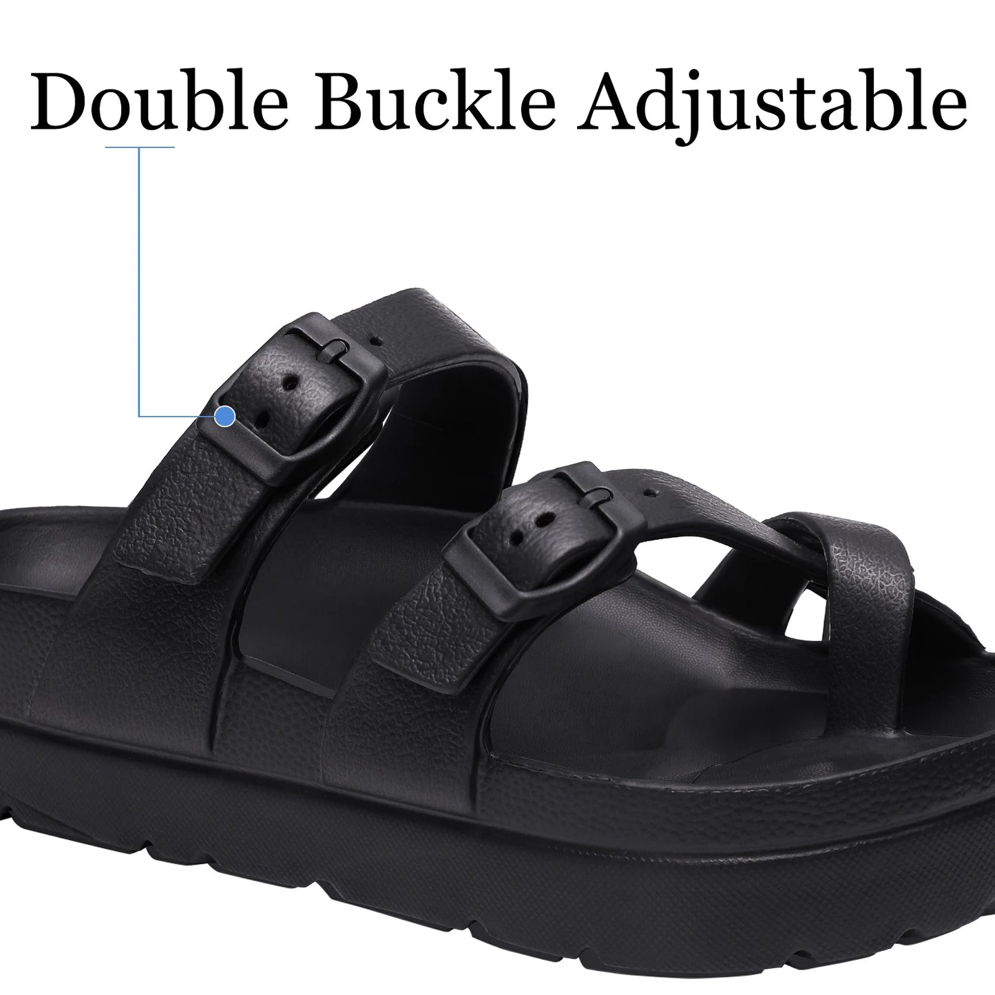 Shevalues Casual Women's Sandals With Arch Support Anti-slip Fashion New Slides Soft Sole Beach Slippers With Adjustable Buckle