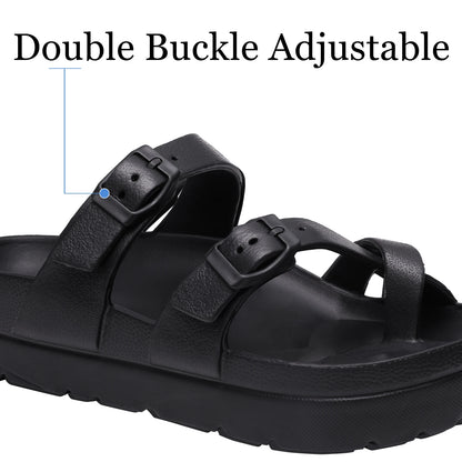 Shevalues Casual Women's Sandals With Arch Support Anti-slip Fashion New Slides Soft Sole Beach Slippers With Adjustable Buckle