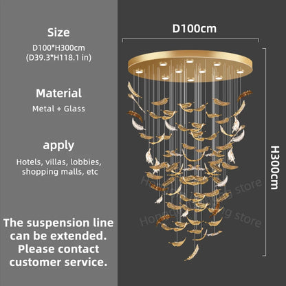 Modern Hotel Lobby Hanging Lamp Luxury Glass Led Chandeliers Customized Long Pendant Light Villa High Ceiling Chandelier Lustre