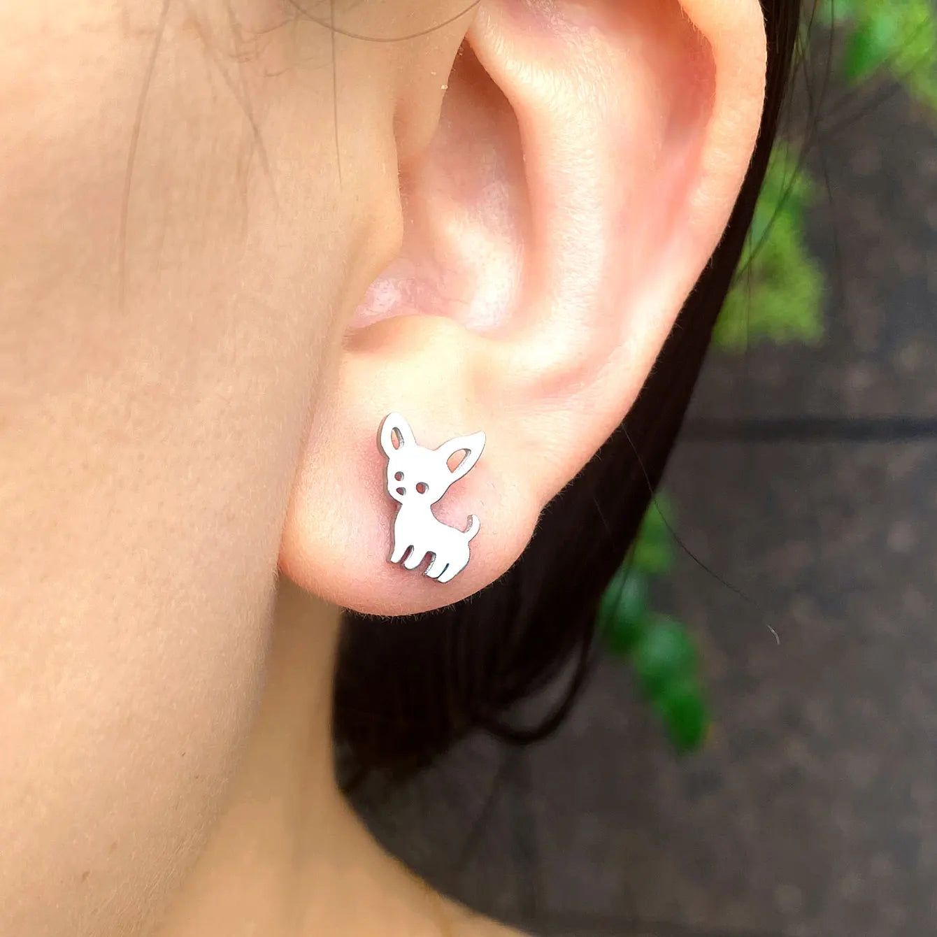 Minimalist Stainless Steel Earings Mini Heart Star Geometric Stud Earrings For Women Cute Cat Dog Flower Leaf Earrings Jewelry