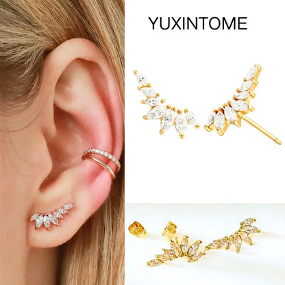 White Color Zircon Hoop Earrings 925 Sterling Silver Needle Cross/Star/Flower/Water Drop Pendant Gold Earrings Luxury Jewelry