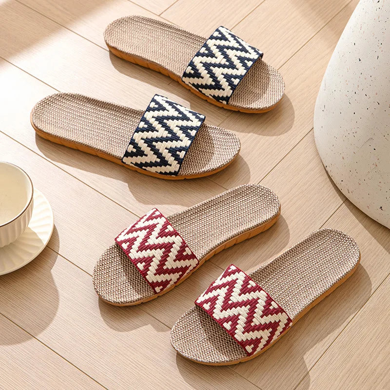 Hemp Casual Women's Slippers Home Flats Spring Summer Luxury Designer Woman Shoes Fashion Indoor Slides Ladies Soft sole Elegant