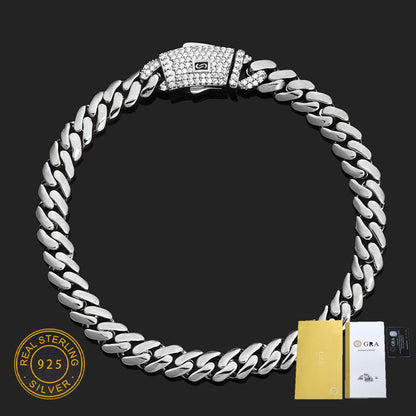 Exquisite 6/8/10mm Monaco Necklace 925 Silver Moissanite VVS Thick 14K Gold Plated Hip Hop Style Men's Cuban Necklace