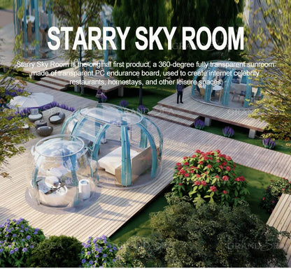 Portable Geodesic Bubble Dome, Transparent Polycarbonate Glamping Tent, Luxury Igloo Shelter for Outdoor Camping Garden Family