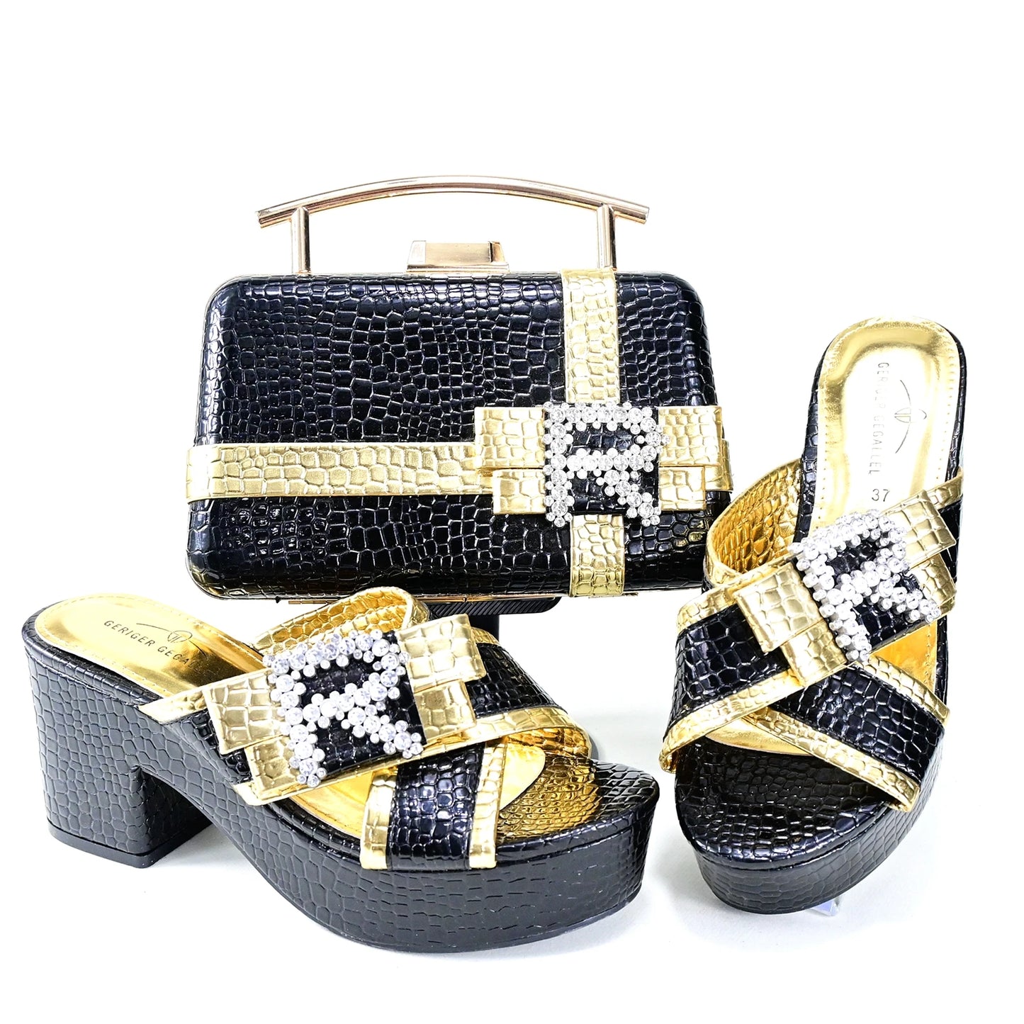 Doershow Italian Shoes And Bag Sets For Evening Party With Stones Italian Leather Handbags Match Bags!  SRT1-8