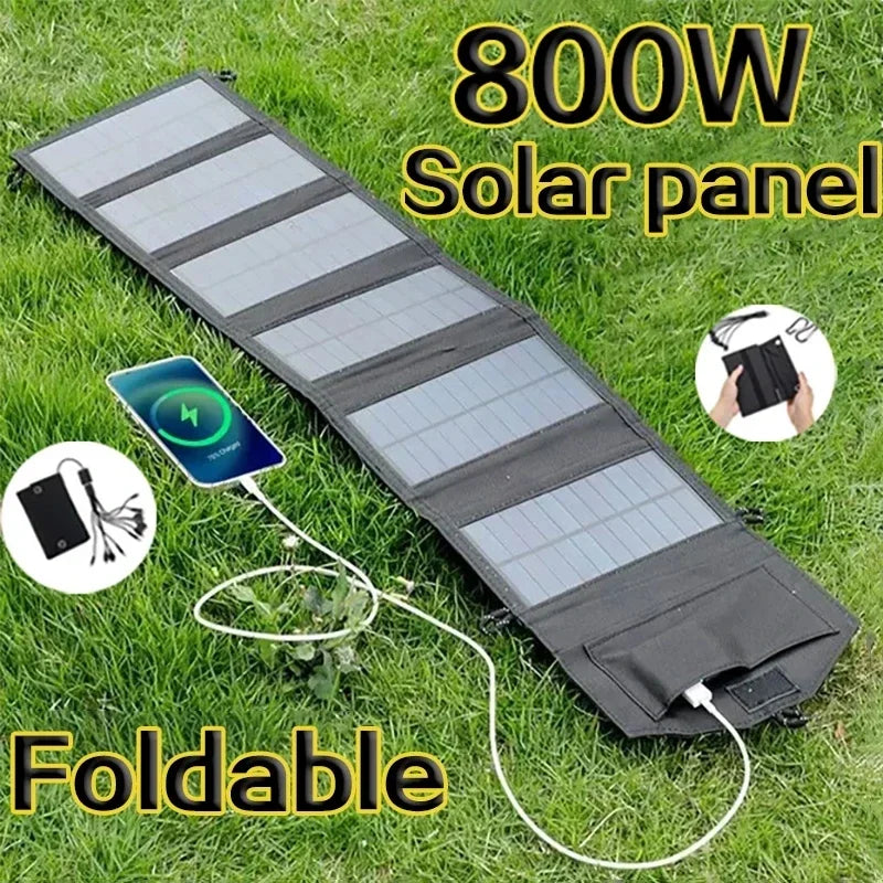 20W 6-Fold Portable Foldable Solar Charger Panel, USB 5V DC Full Time Power Output for Outdoor Mobile Power Supply