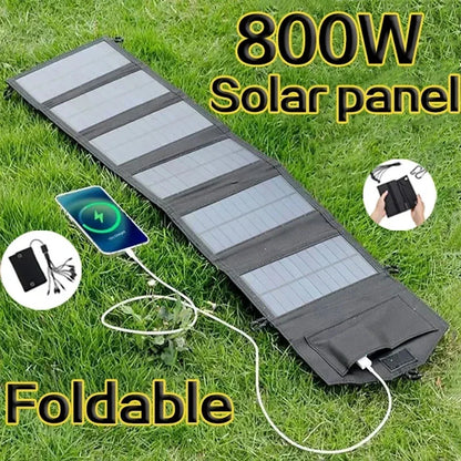 20W 6-Fold Portable Foldable Solar Charger Panel, USB 5V DC Full Time Power Output for Outdoor Mobile Power Supply