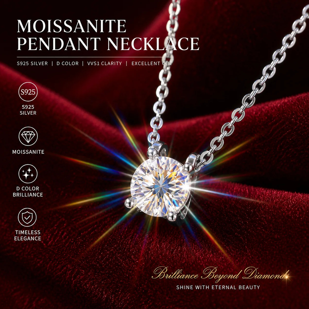 18K Gold Plated 2.0ct VVS1 D Color Moissanite Necklace S925 Sterling Sliver With Certificate Fine Jewelry for Woman Jewelry Gift