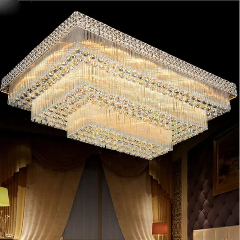 Manufacturers Wholesale Chandelier Lamp Suspend Lobby Gold Hanging Rectangular Living Room Bedroom Restaurant LED Ceiling Lights