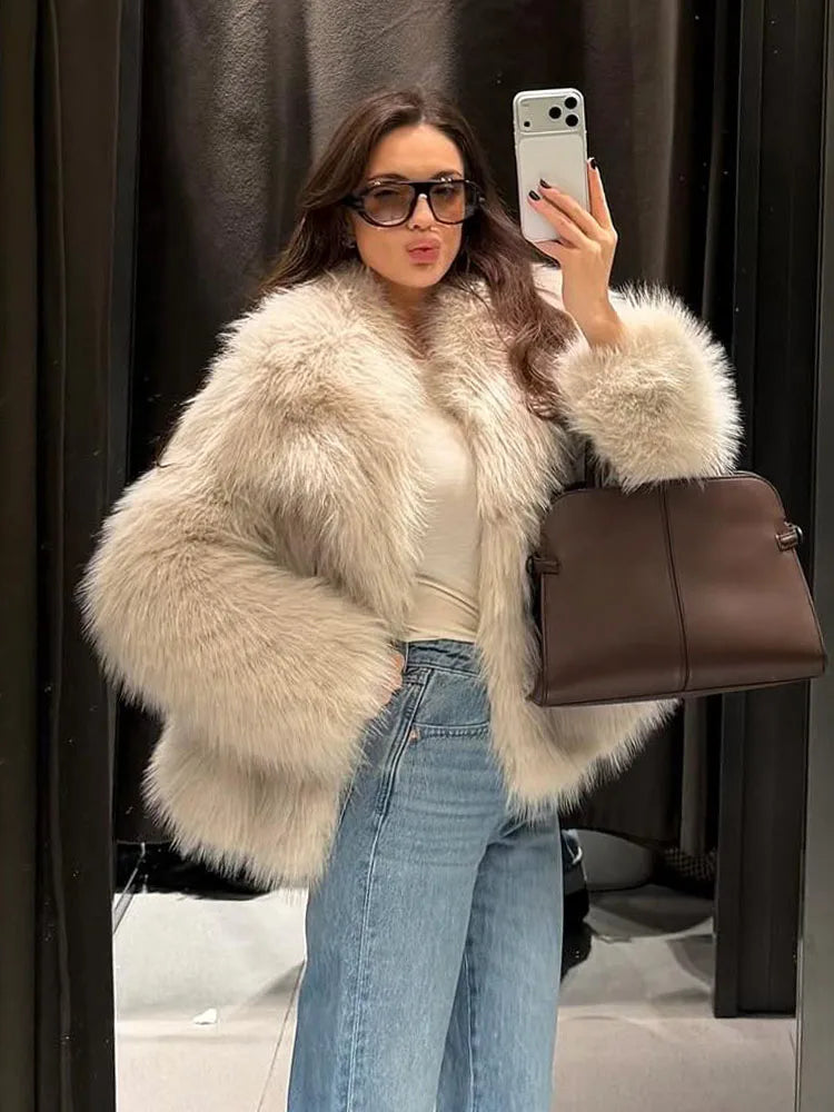 HH Women Winter Elegant Loose Turn-Down Collar Warm Coats Solid Long Sleeves Pockets Women's New Fashion Short Coats 3 Color