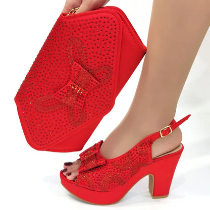 Newest Coming Pointed Toe Italian Design Italian Women Shoes Matching Bags in Silver Color for Wedding Nigerian Ladies Sandals