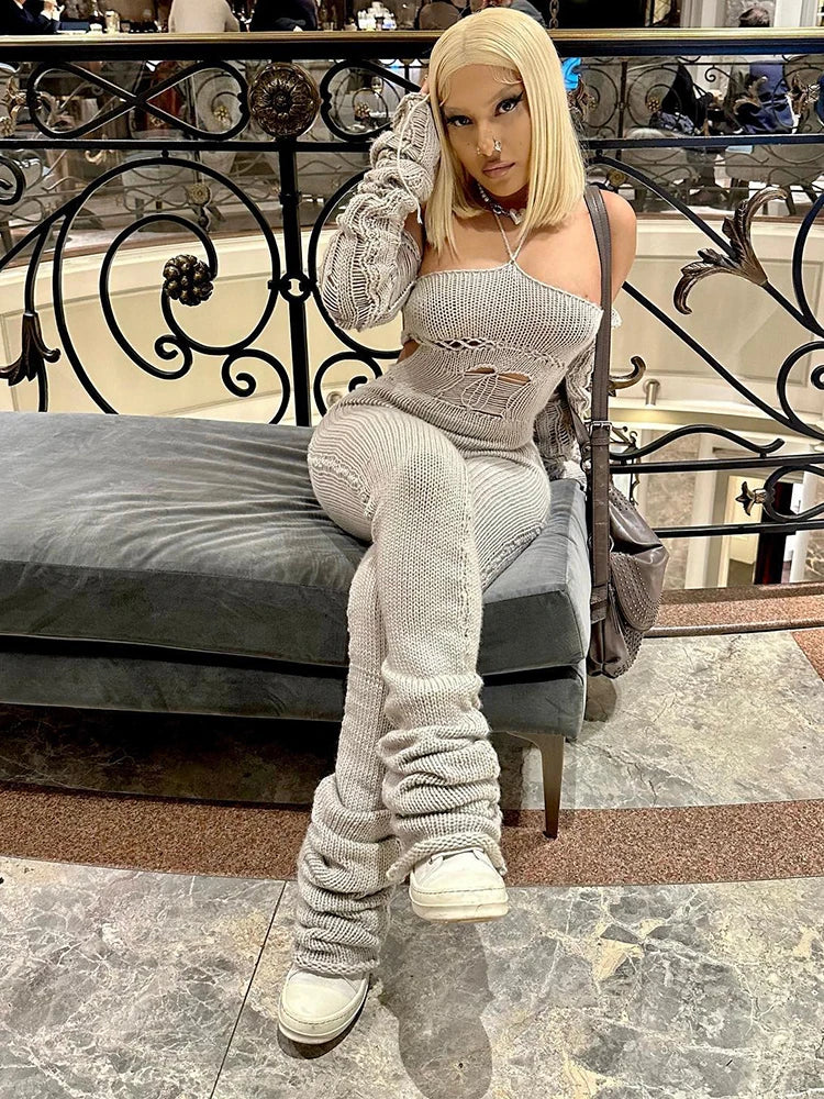 Sisterlinda Fashion Trend Y2K Jumpsuits Women Patchwork Sleeve Bandage Stretch Hipster One Piece Overalls Female Streetwear 2023