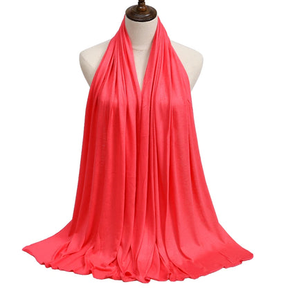 Womens Muslim Ramadan Fashion Modal Cotton Jersey Hijab Womens High Quality Solid Color Soft Hijab Long African Scarf