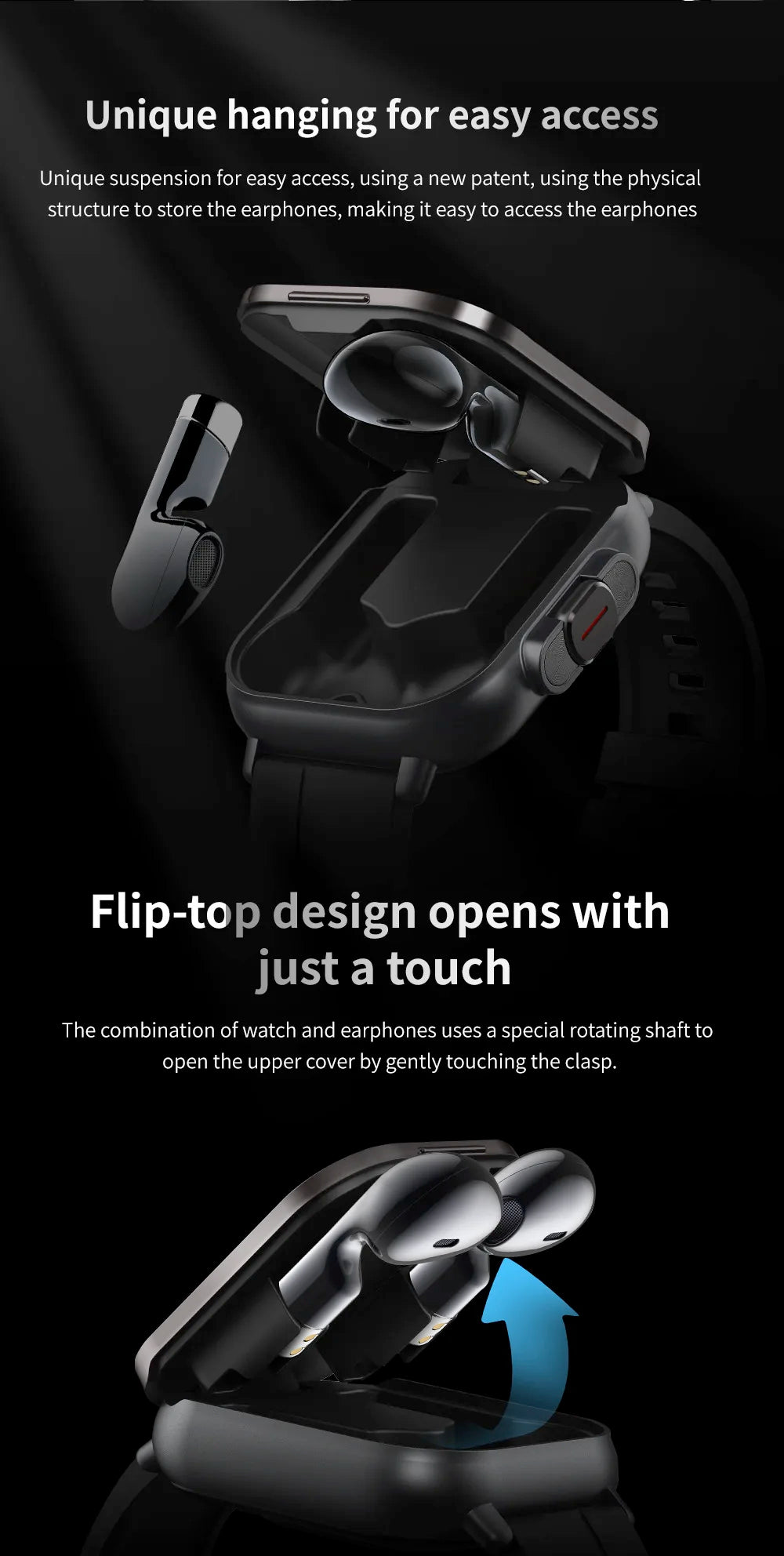 BT Call Blue Tooth Headphones Watches 2.01" Headset 2 in 1 Smart Watch Heart Rate Sport Fitness Bracelet TWS Earphone Smartwatch
