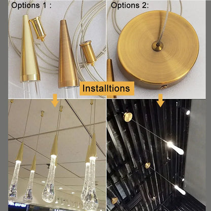 Customizable Post-Modern Crystal Glass led Pendant Lights Hanglamp Drop Light Restaurant Bar Pendant Lamp Staircase Lamps