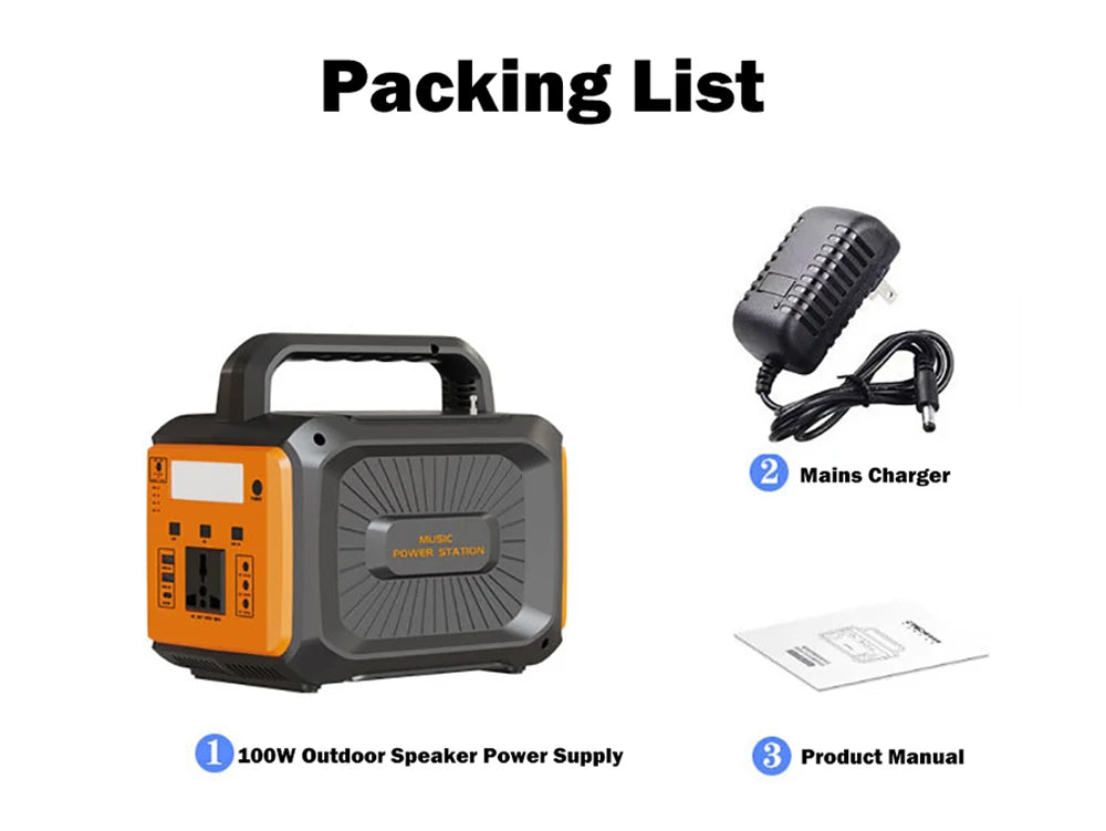 Gaiaray 100W Portable Power Station LiFePO4 Charge Station 76.8Wh Solar Generator With Bluetooth Speaker FM for Camping Travel