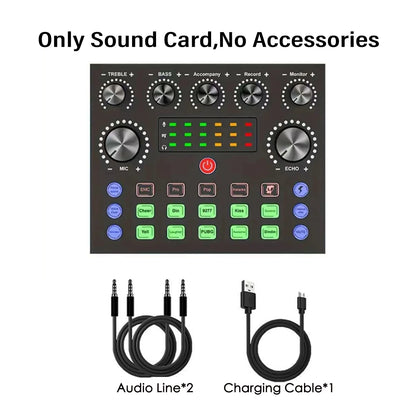 Podcast equipment set with voice changer, podcast mixer, with BM800 microphone, suitable for podcast, recording, live broadcast