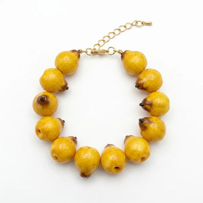Dopamine 3D Fruit Beaded Necklace Bohemian Retro Pomegranate Strawberry Tomato Choker Exaggerated Bracelet Bikini Jewelry Gift