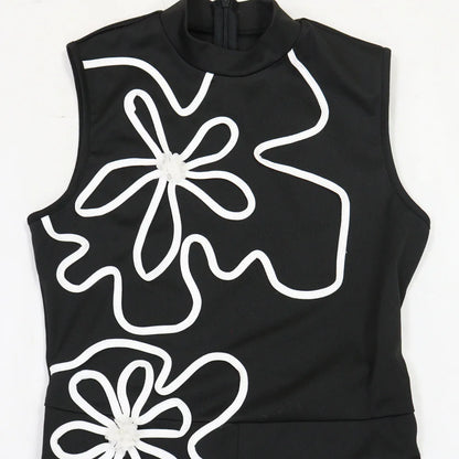 HBLL New Women Flower Design Sleeveless Tank Jumpsuits 2026 Summer Street Birthday Sexy Party Outfits One Piece Suit Rompers